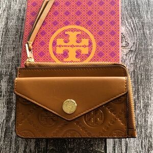 Tory Burch T Monogram Zip Card Case